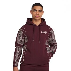 Dogg Supply Men's and Women's Paisley Pullover Hoodie SMALL - NWT - BURGUNDY